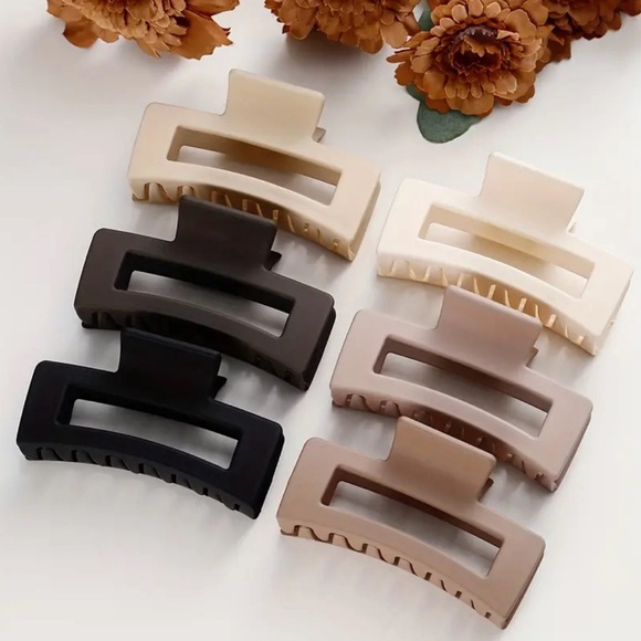 H23 ❤️ 6 Pack Hair Claw Clip Set in Matte Morandi Colors Hair Accessories - Picture 2 of 2